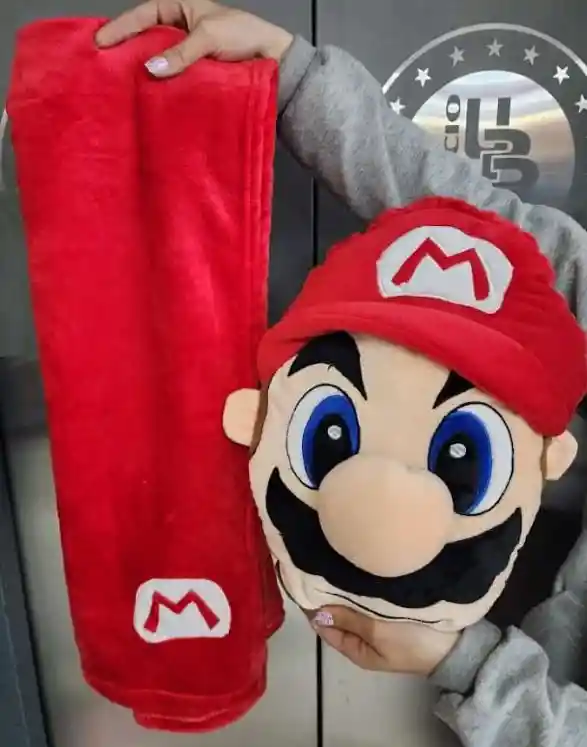 Peluche Cojin Con Cobija Mario