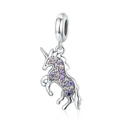 Charm Dije Unicornio Cristales Fabricado En Plata 925