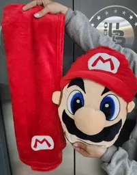 Peluche Cojin Con Cobija Mario