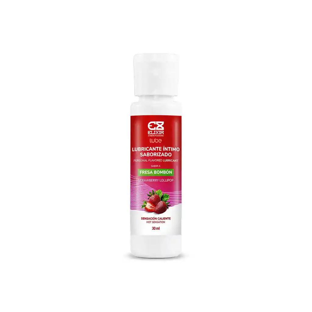 Lubricante Caliente Fresa Bombón Elixir 30 Ml Saborizado