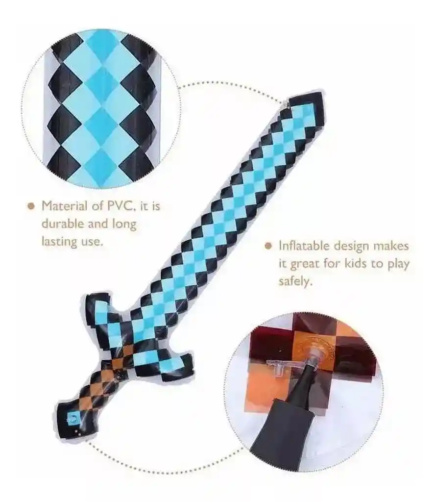 Espada Minecraft De Diamante 60 Cm Inflable Juguete Niños Dayoshop