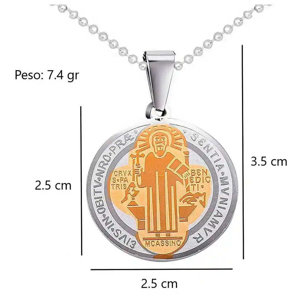 Collar Medalla San Benito Acero Inoxidable + Estuche Tureloj Dayoshop