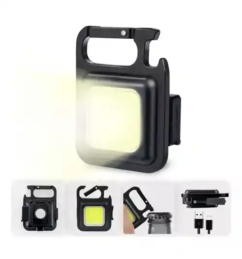 Mini Linterna 3 Modos De Luz Potente, Recargable Usb, Iman Llavero, Destapador
