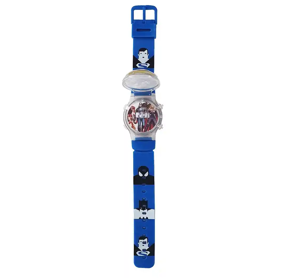 Reloj Niños Digital Luces Tapa Infantil Comics Cap America3d Dayoshop