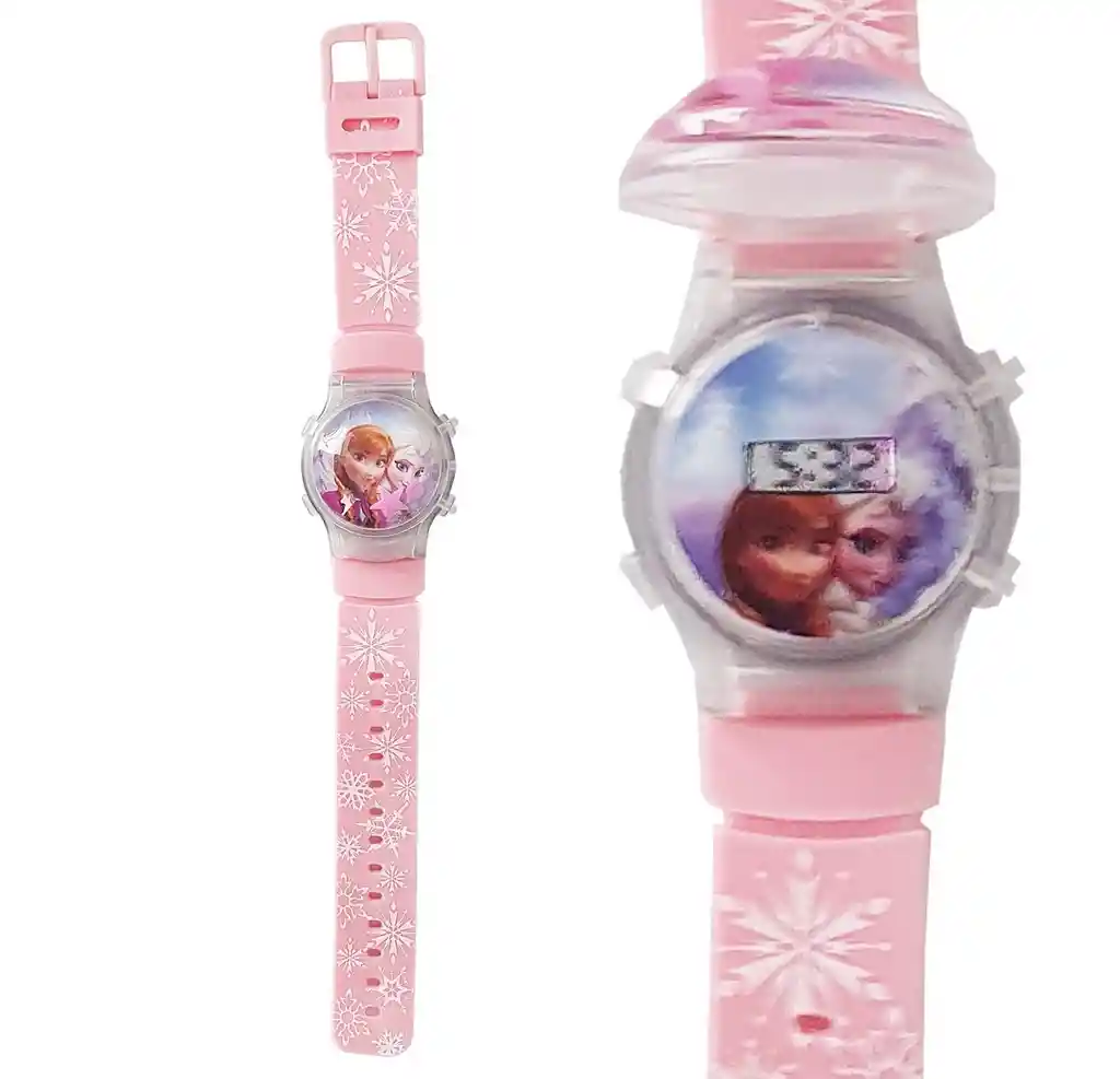 Reloj Niñas Digital Luces Tapa Infantil Elsa Frozen 3d Dayoshop