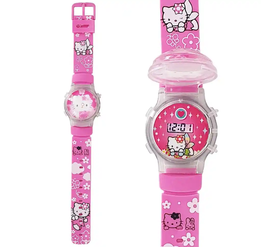 Reloj Niñas Digital Luces Tapa Infantil Hello Kitty Conejo3d Dayoshop
