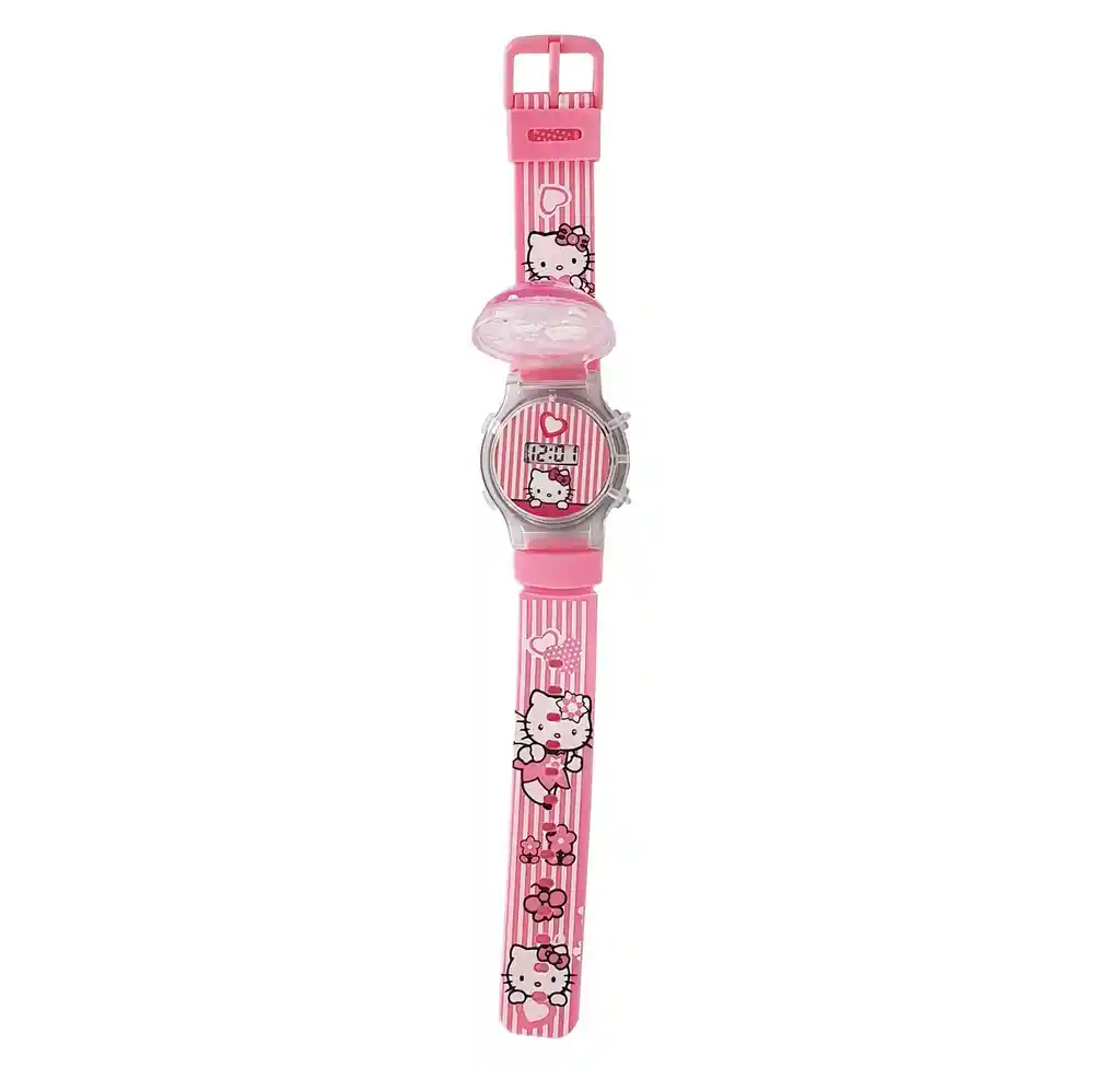 Reloj Niñas Digital Luces Tapa Infantil Hello Kitty Flor 3d Dayoshop