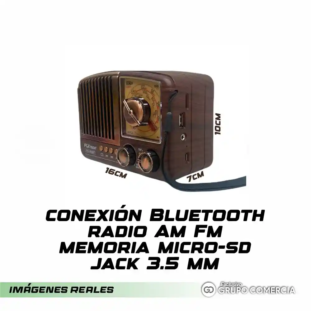 Radio Vintage 3 Bandas Bluetooth Mp3 Usb Recargable Clásico