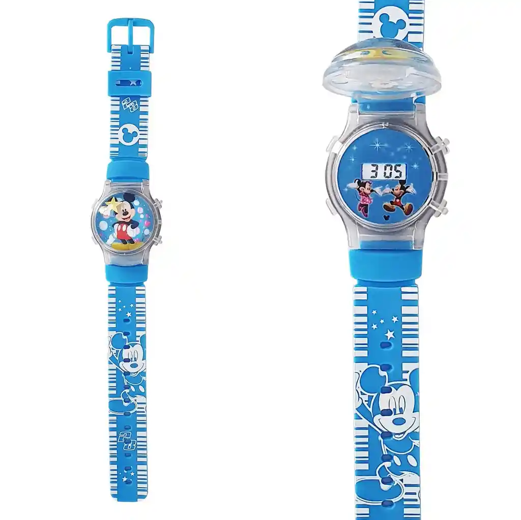 Reloj Niños Digital Luces Tapa Infantil Mickey Mouse 3d Dayoshop