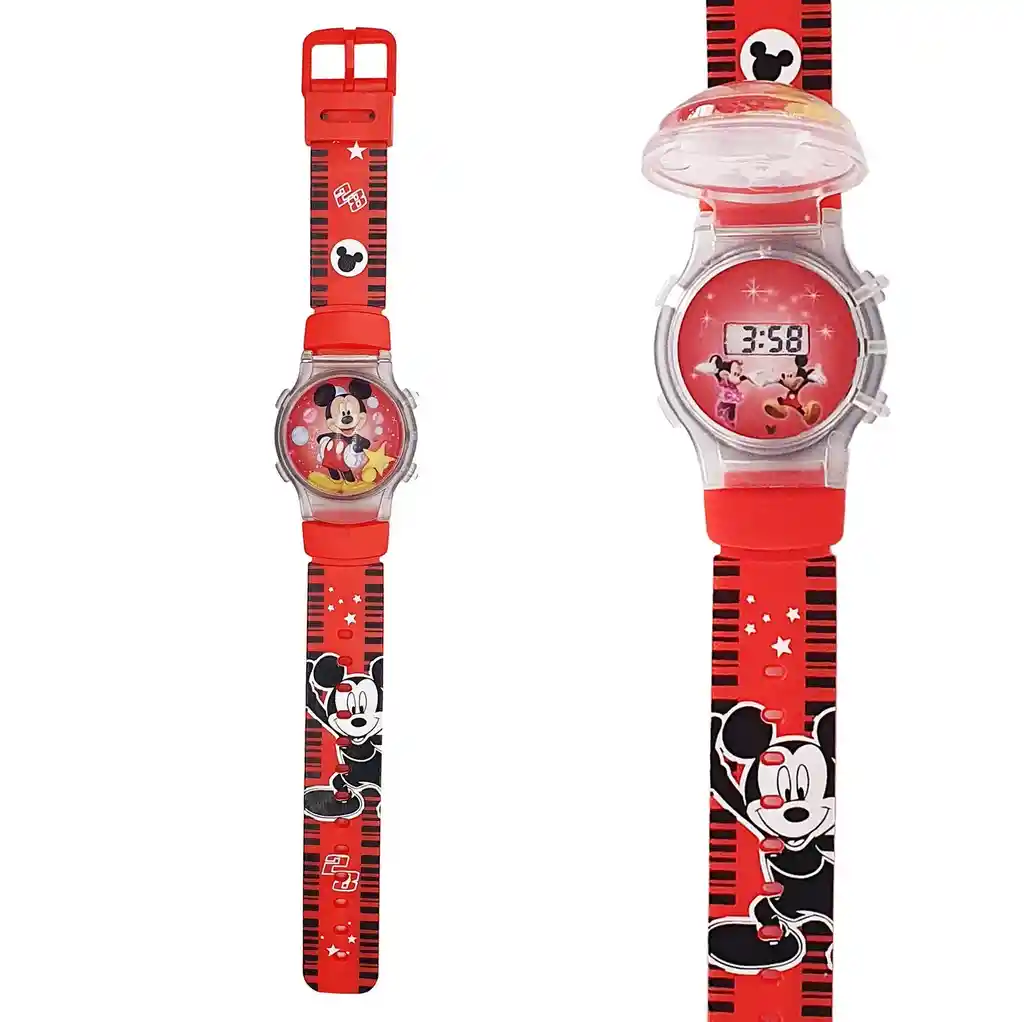 Reloj Niños Digital Luces Tapa Infantil Mickey Mouse 3d Dayoshop