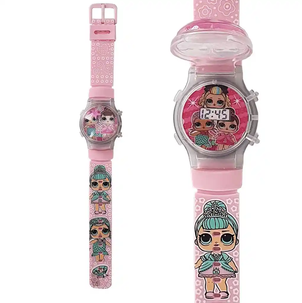 Reloj Niñas Digital Luces Tapa Infantil Muñeca Lol 3d Dayoshop