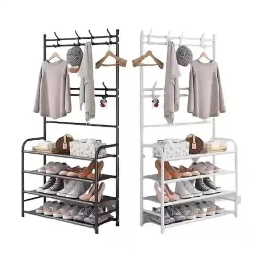 Organizador Multifuncional Rack Zapatero Perchero 4 En 1