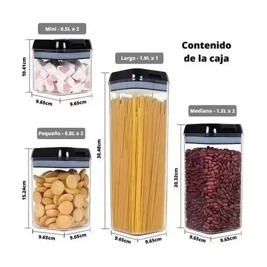 Juego De Recipientes Herméticos Para Alimentos 7 Unidades