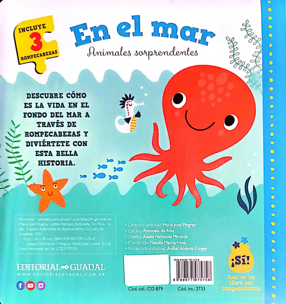 Libro Interactivo Animales Del Mar 3 Rompecabezas Para Niños