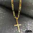 Cadena Y Cristo Estampado En Oro Laminado 18k