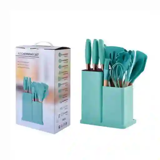 Set De 19 Utensilios De Cocina Premium Cucharones Cuchillos