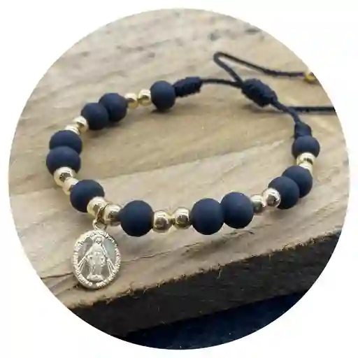 Manilla 8mm Y Dije Virgen Oro Laminado 18k Garantía X 2 Años