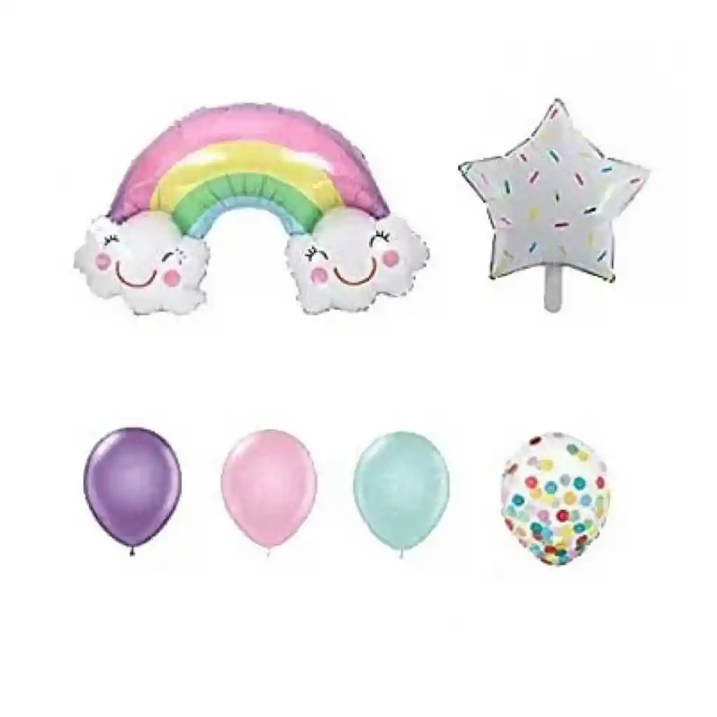 Kit Set Globo Feliz Cumpleaños Arcoiris Candy Dulce Tematico Dayoshop