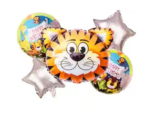Kit Set Globo Feliz Cumpleaños Tigre Animales De La Selva Dayoshop