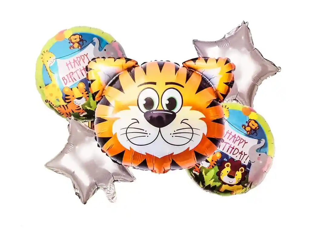 Kit Set Globo Feliz Cumpleaños Tigre Animales De La Selva Dayoshop