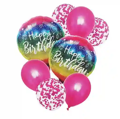 Kit Set Globo Feliz Cumpleaños Happy Birthday Arcoiris Dayoshop