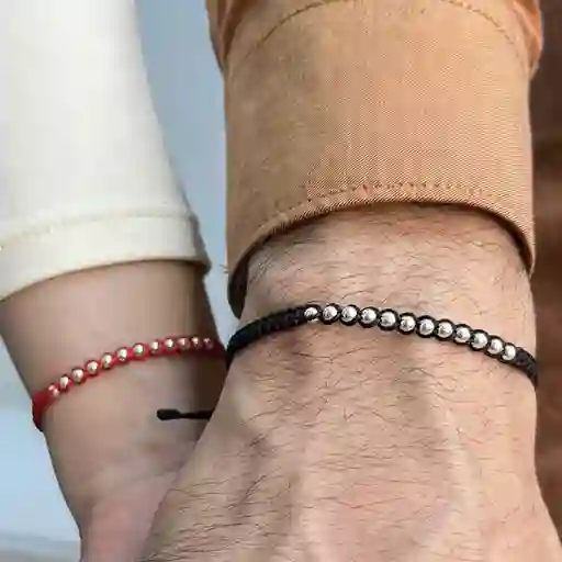 Pulsera Para Parejas Bolitas En Plata