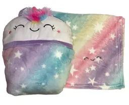 Peluche Cojin Con Cobija Unicornio