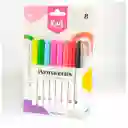 Set Marcadores Permanentes Kiut X 8 Colores Punta Fina