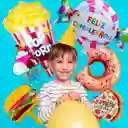 Kit Set Globo Feliz Cumpleaño Pop Corn Metalizado Candy Dayoshop