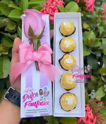 Caja Ferreros X5 Con Rosa