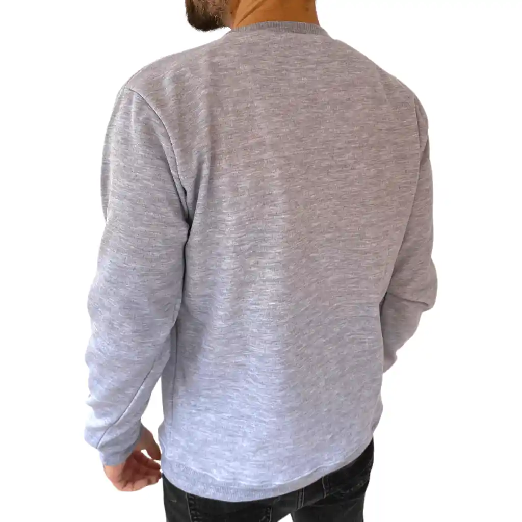 Saco Cuello Redondo Gris Algodon Perchado Hombre