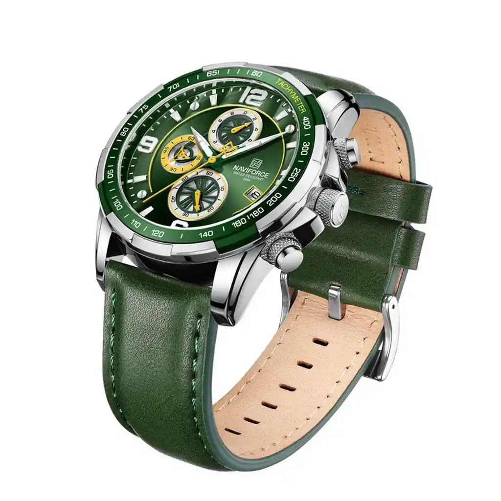 Reloj Naviforce Original Nf 8020 Cuero Verde + Estuche Dayoshop