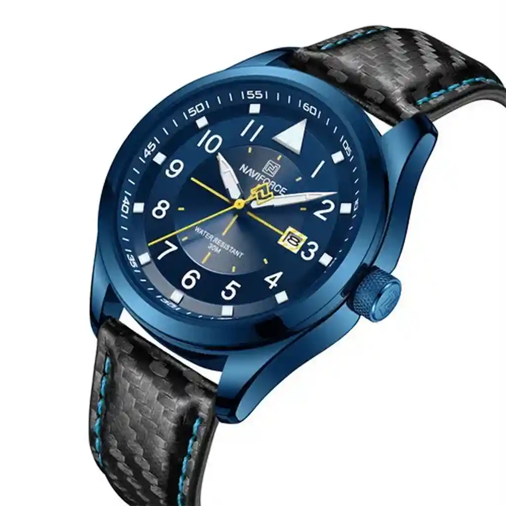 Reloj Naviforce Original Nf 8022 Cuero Azul + Estuche Dayoshop