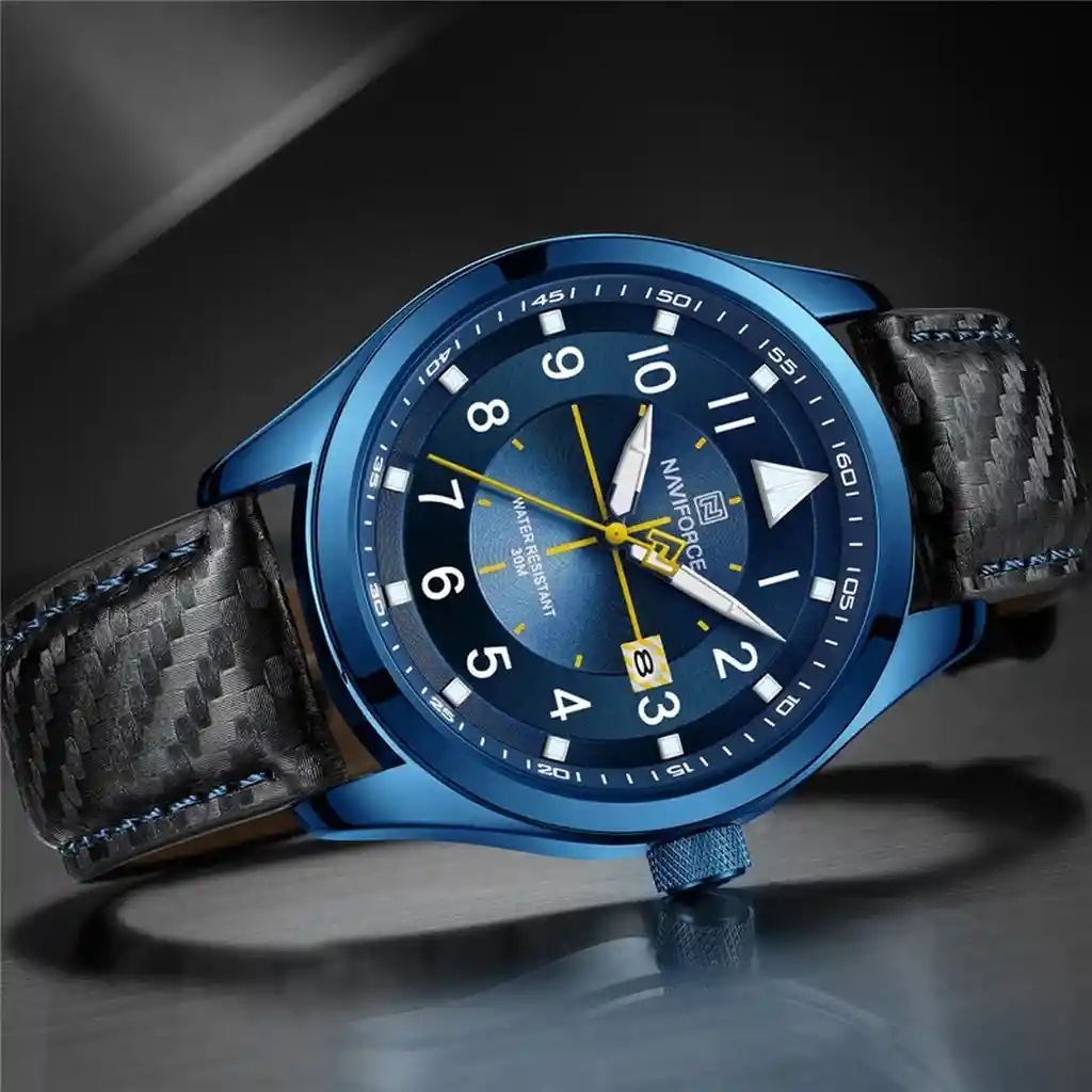 Reloj Naviforce Original Nf 8022 Cuero Azul + Estuche Dayoshop