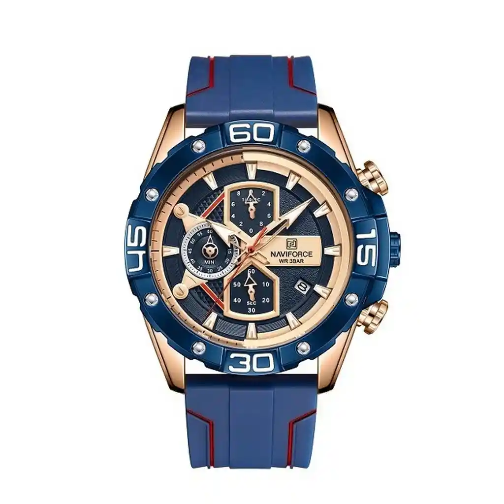 Reloj Naviforce Original Nf 8018t Cronografo Azul + Estuche Dayoshop