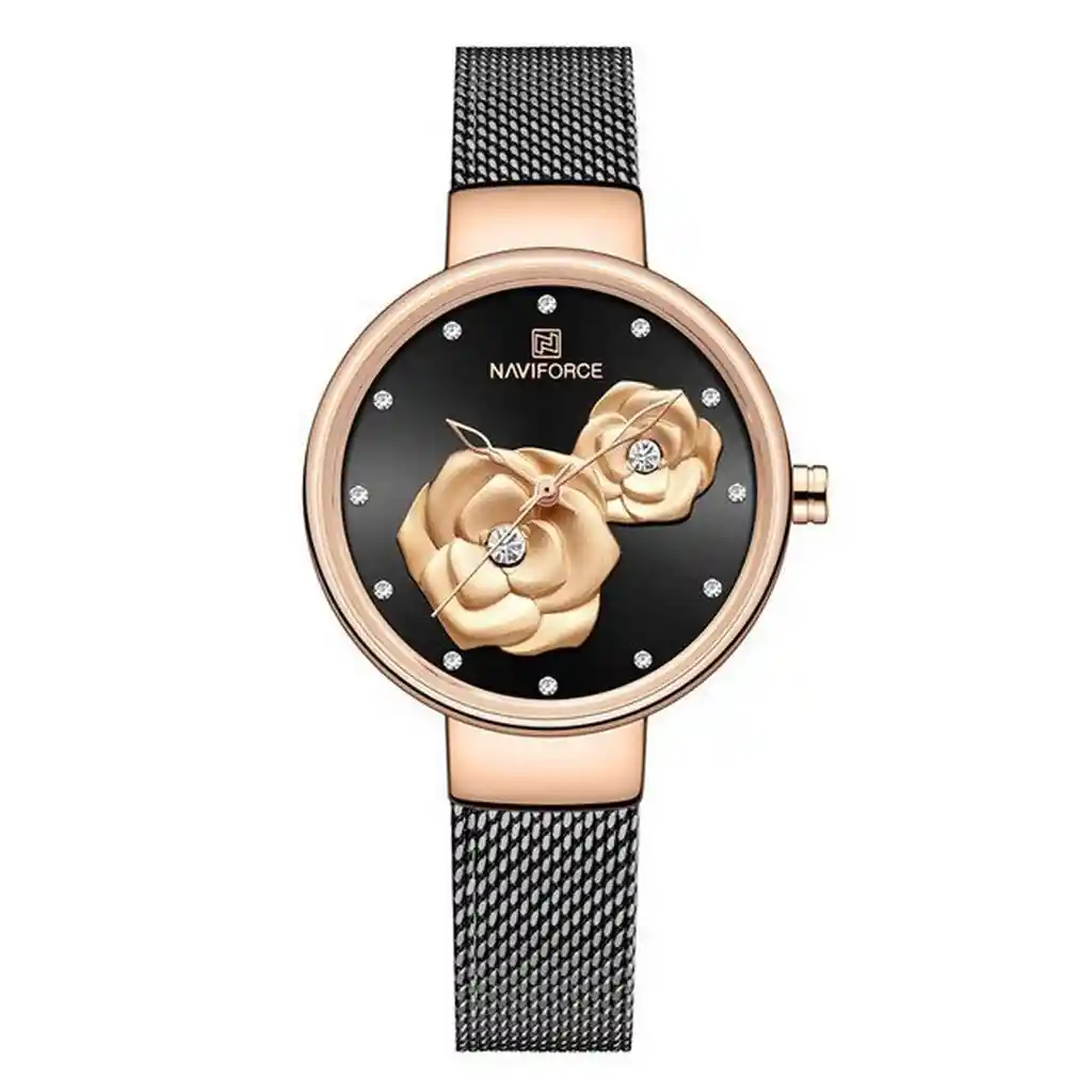 Reloj Naviforce Original Nf 5013l Flor Negro + Estuche Dayoshop