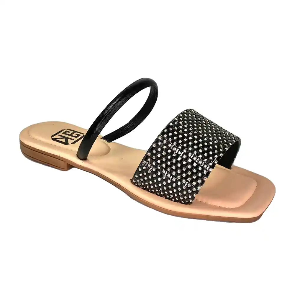 Calzado Zapato Casual Sandalia Plana Dama Karla Chacon Noelia Negro 35