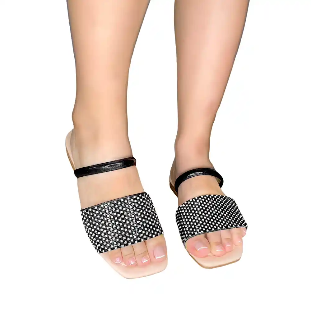 Calzado Zapato Casual Sandalia Plana Dama Karla Chacon Noelia Negro 35