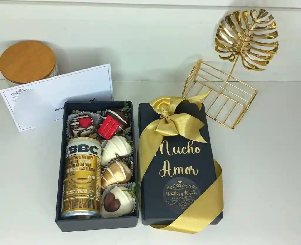 Caja De Lujo Pequeña Fresas Con Chocolate Y Cerveza En Lata Bbc