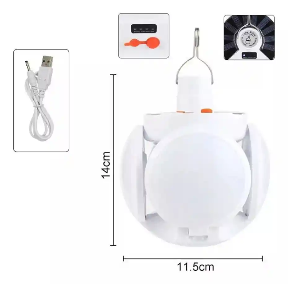 Bombillo Lámpara Solar Para Acampar, Luz Led, Control Remoto, Colgante