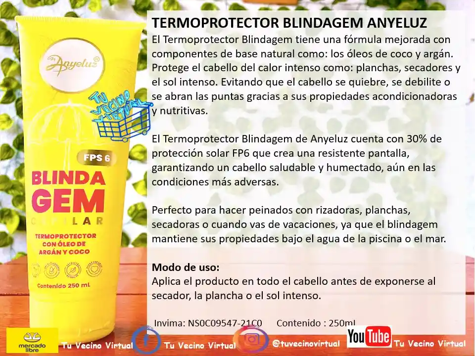 Shampoo Y Acondicionador De Romero + Termo Protector Anyeluz