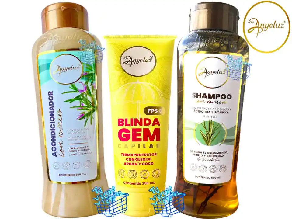 Shampoo Y Acondicionador De Romero + Termo Protector Anyeluz