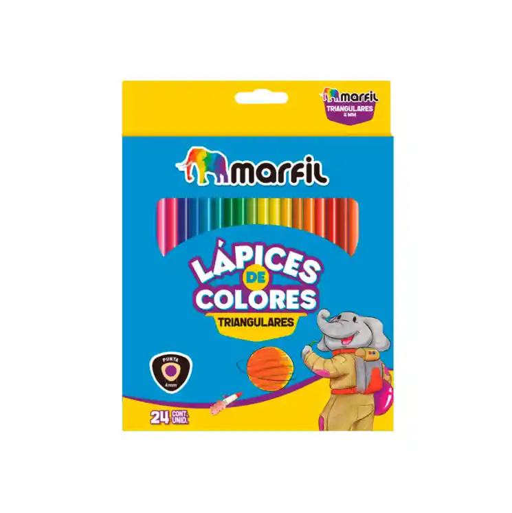 Lápices De Colores Triangulares X24 Marfil