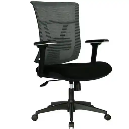 Silla De Oficina Jerico Gerente Espalda Gris Asiento Negro Base Nylon