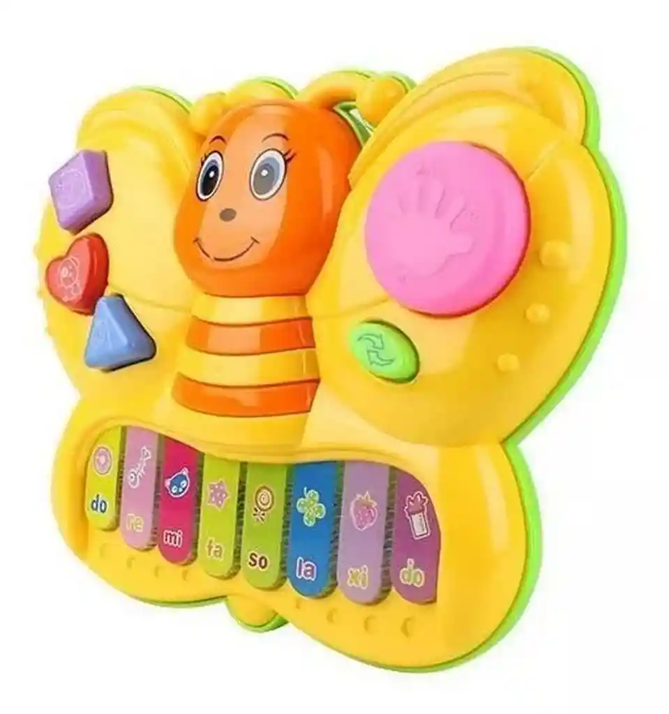 Piano Mariposa Luces Animales Y Nota Musicales + Baterias Dayoshop