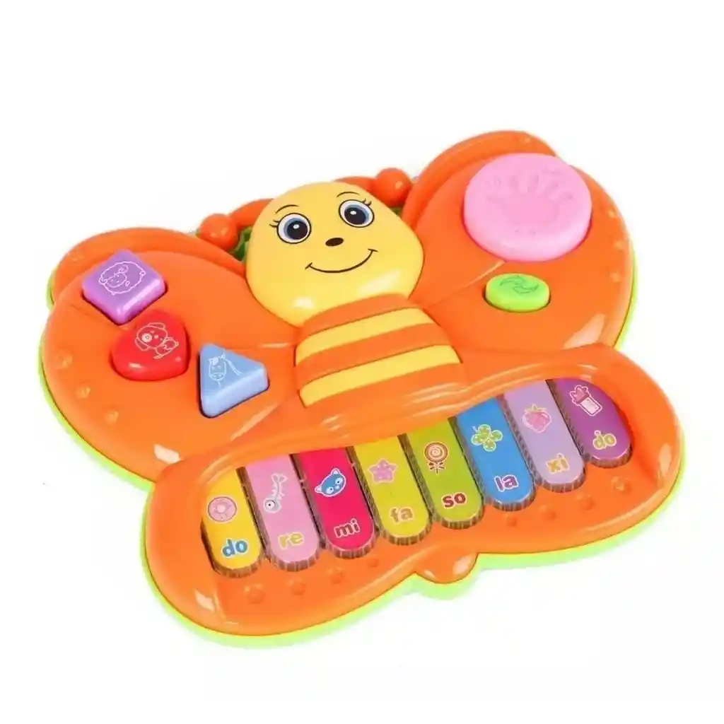 Piano Mariposa Luces Animales Y Nota Musicales + Baterias Dayoshop