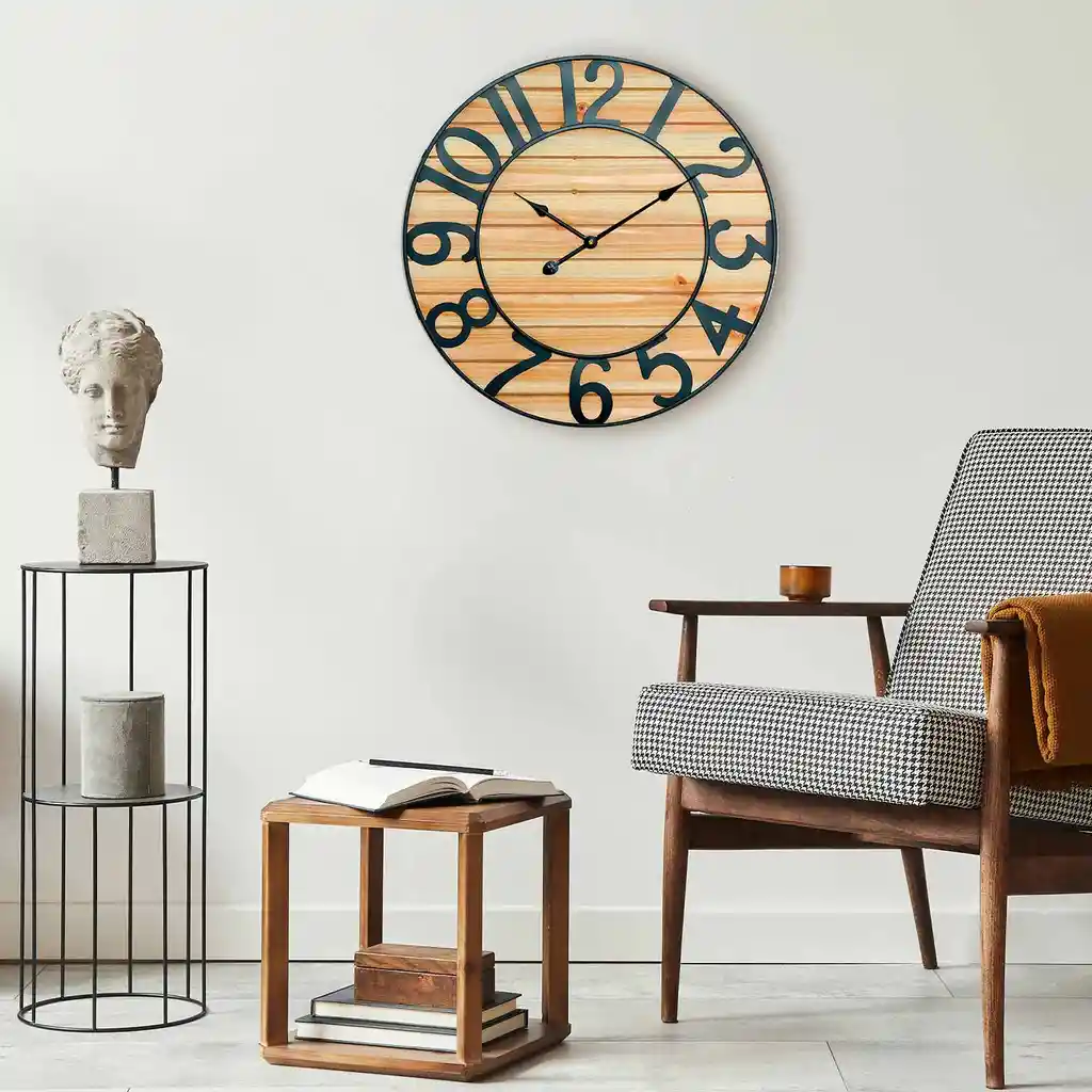 Reloj De Pared Decorativo San Benito Hierro Y Madera