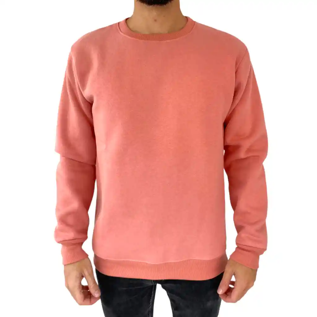 Saco Cuello Redondo Algodón Perchado Rosado Hombre