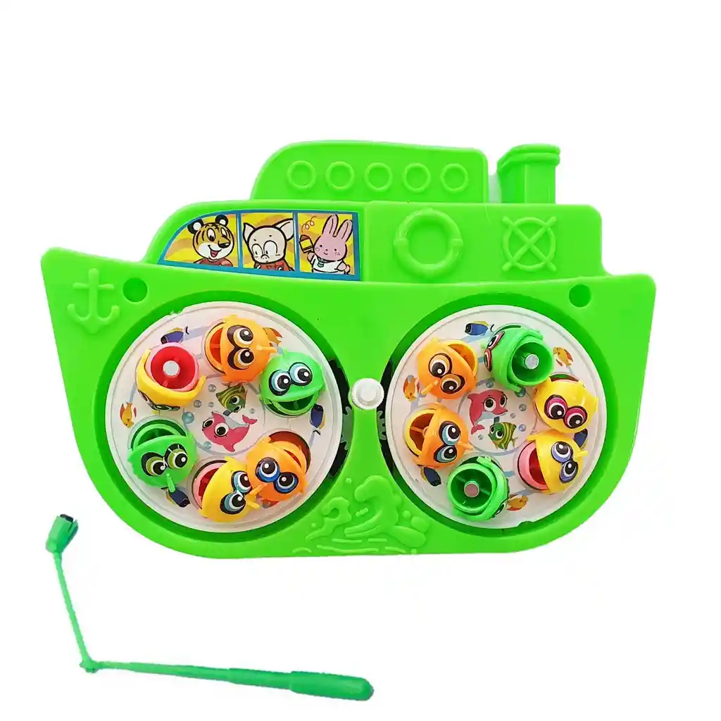 Juego De Pesca Iman Juguete Giratorio Infantil Barco Verde Dayoshop