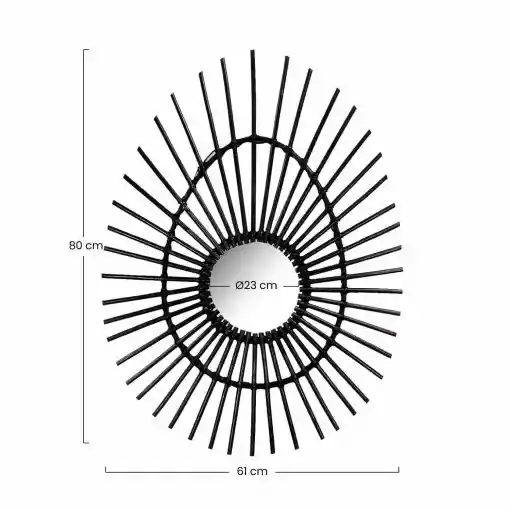 Espejo De Pared Decorativo Lenguazaque En Ratan Ovalado